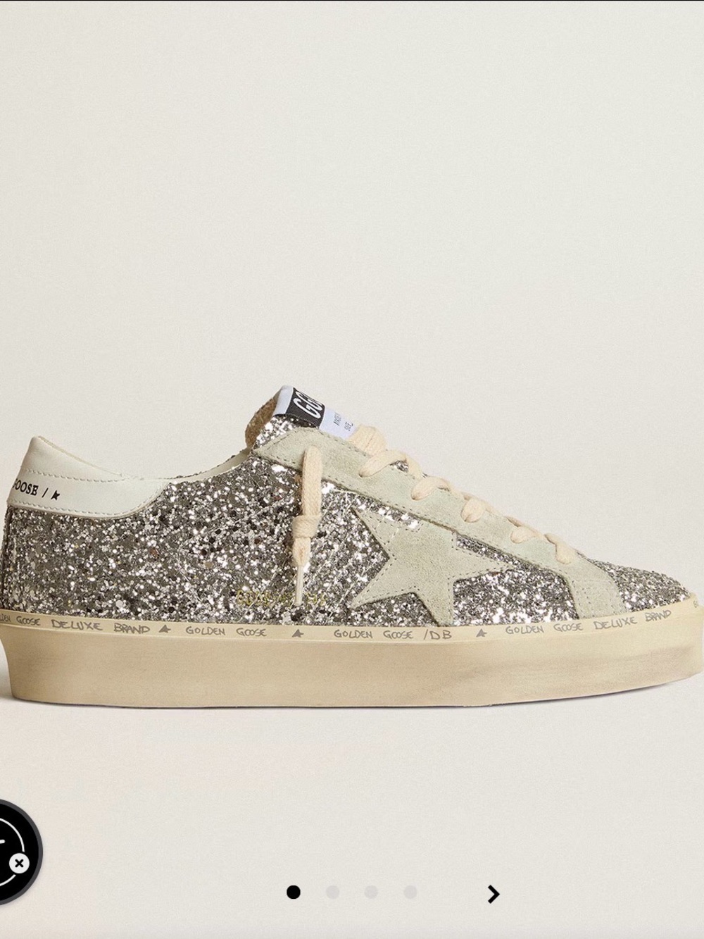 Golden Goose Women's Hi Star in silver glitter with suede star and white heeltab